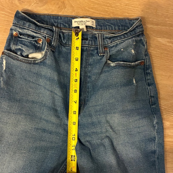 Abercrombie & Fitch Ankle Straight Ultra High Rise Ripped Distressed Denim Sz 26 - Picture 7 of 9